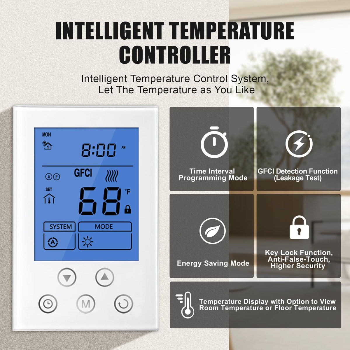 BLARALA Electric Radiant Floor Heating System, 100 Sq.ft Electric Heated Floor Mats for Bathroom, Includes Programmable Thermostat, Heat Mat, Installation Monitor, and Temperature Sensors