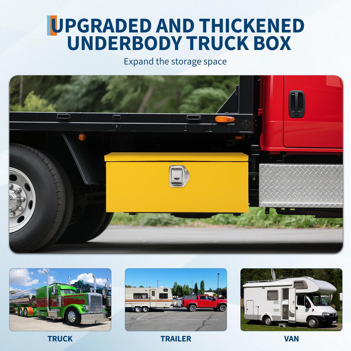 Heavy Duty Steel Truck Bed Tool Box, Powder-Coated Diamond Plate Storage Chest with Side Handle & Lock, Durable Metal Toolbox Organizer for Pickup, RV, Trailer, Mechanic or Workshop - 30X13X10 in