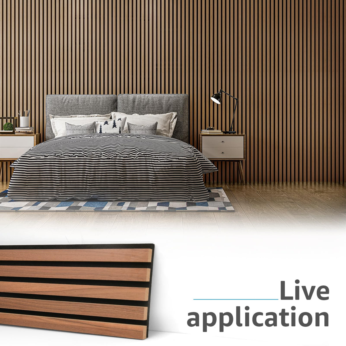 Art3d 6-Piece Wood Slat Acoustic Panels for Stylish Decor and Noise Reduction, 3D Textured Panel for Ceiling and Wall, Walnut