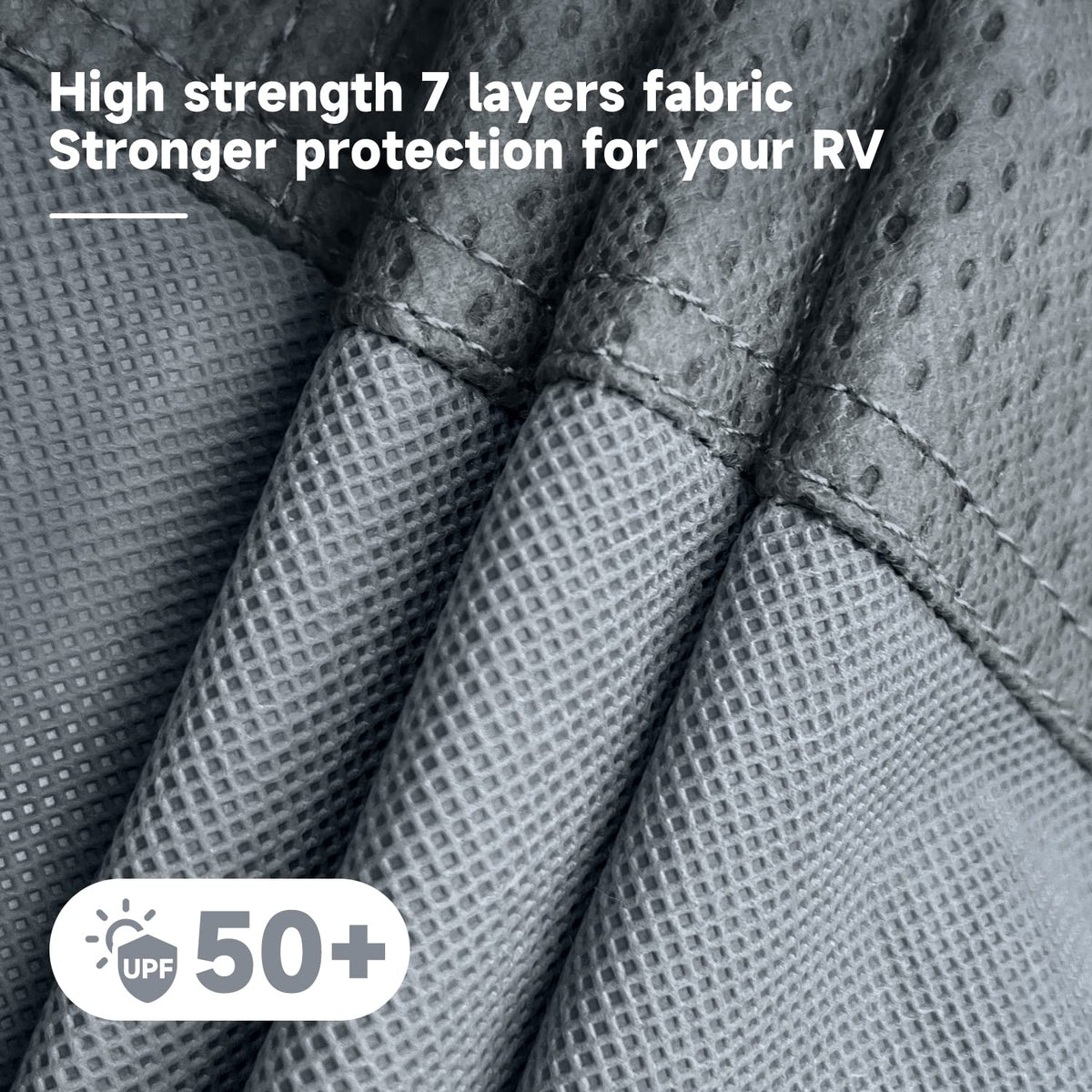 VINPATIO RV Cover, 7 Layers Heavy Duty RV & Trailer Cover, Toy Hauler Cover Fits 35'-38' RV Travel Trailer Camper Cover with Tongue Jack Cover, Extra Windproof Straps, Gutter Covers