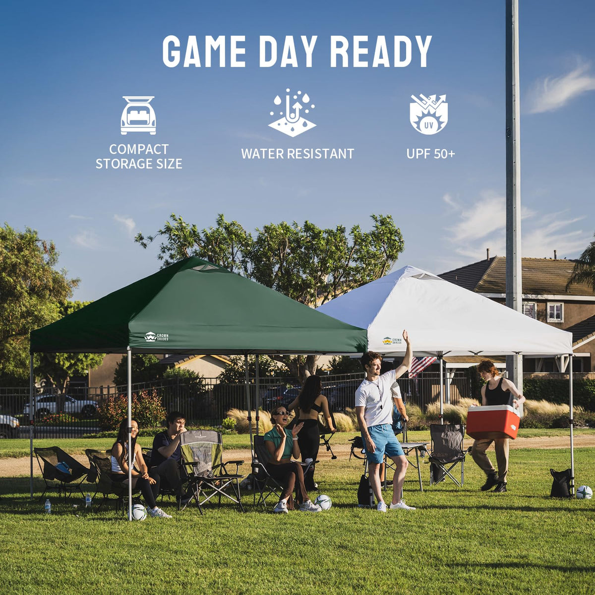 CROWN SHADES 12x12 Pop Up Canopy Outside Canopy, Patented CenterLok One Push Tent with Wheeled Carry Bag, Bonus 8 Stakes and 4 Ropes, Forest Green
