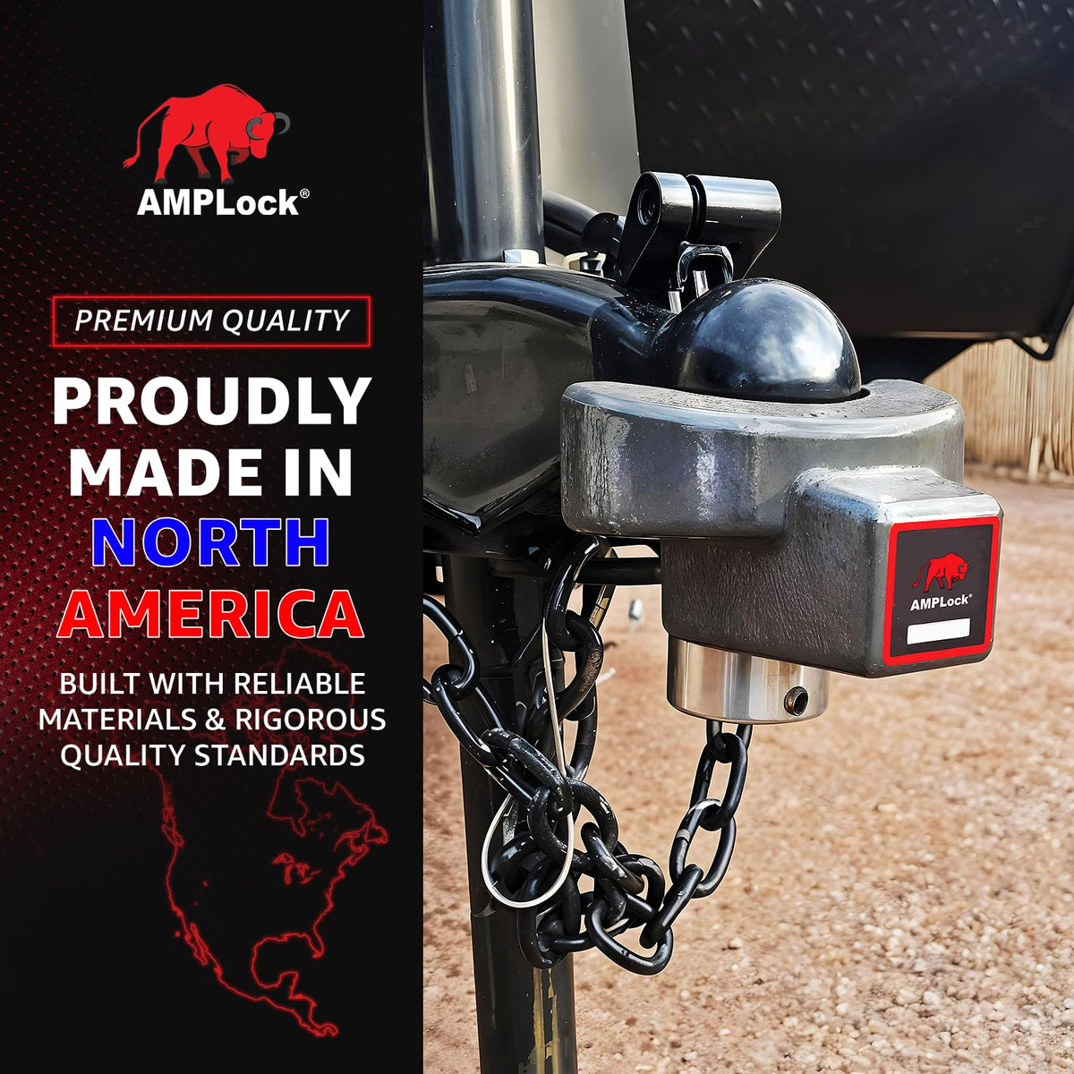 AMPLock U-BRP2516 2 5/16", Heavy Duty Trailer Lock for 2 5/16" Coupler, RV Camper Hitch Lock, Receiver Hitch Accessories, Fast Push System, Rust Resistant Finish, Long Term Outdoor Use