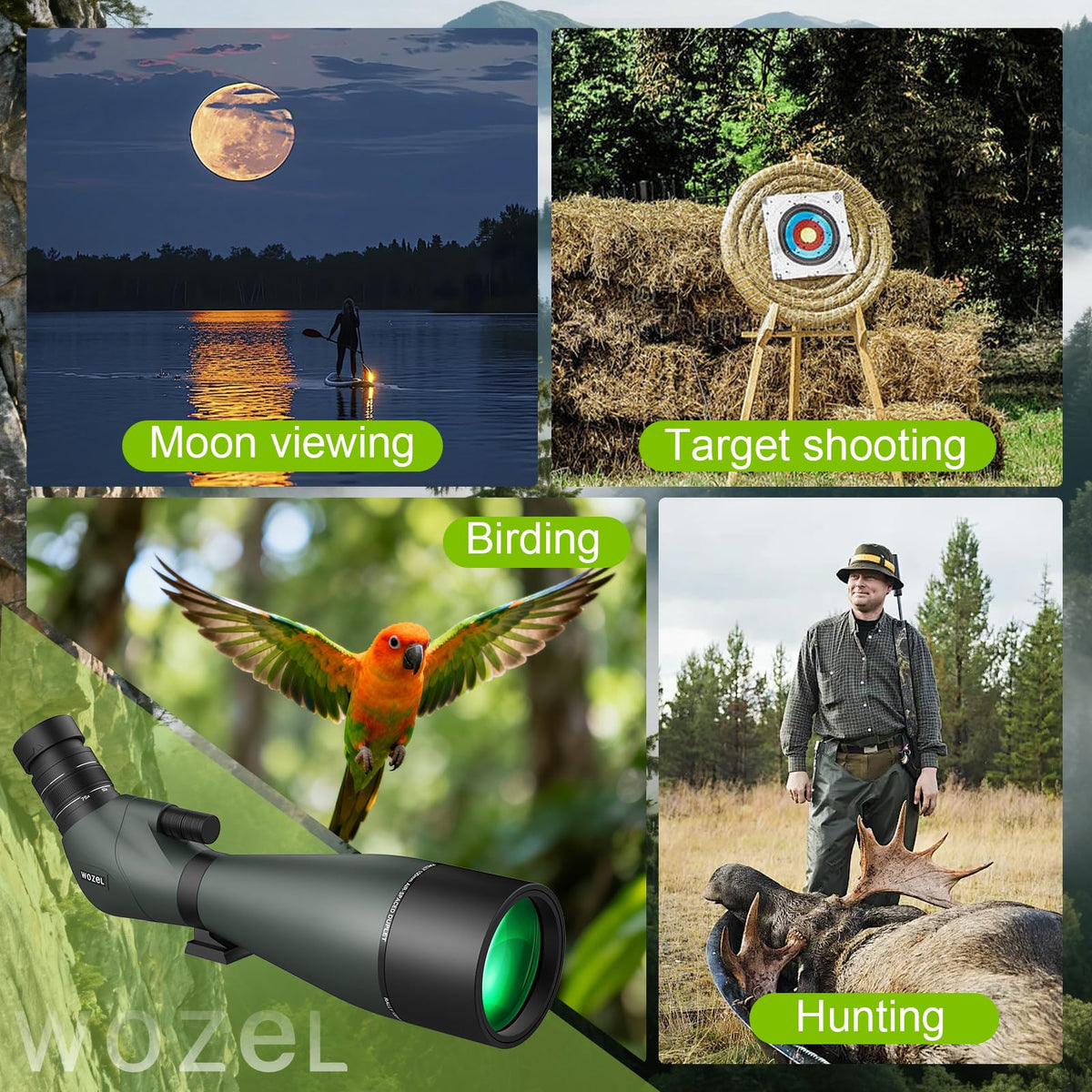 WOZEL 25-75x100 Spotting Scopes for Bird Watching - 45 Degree Angled BAK4 Prism High Definition Waterproof HD Spotter Scope for Bird Watching with Carrying Bag