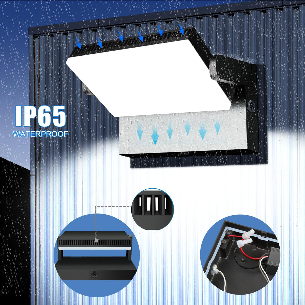 Juyace 120W LED Wall Pack Light Dusk to Dawn Outdoor Lighting Exterior Fixtures 360 °Rotation 5000K for Garage Yard Barn Area 4 Pack