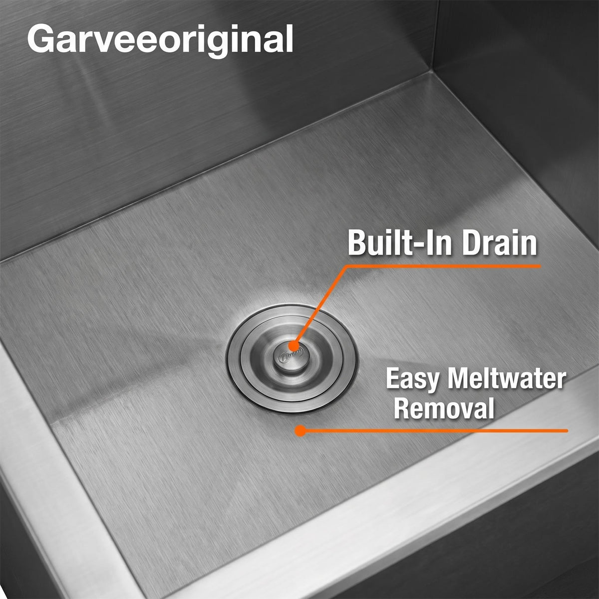 Garvee Drop-in Ice Chest, Large Capacity Stainless Ice Bin with Lid & Drain-Pipe Set, Commercial Grade Insulated Ice Bucket for Cold Wine Beer, Non-Electric 24H Cold Retention for Outdoor Kitchen&Bar