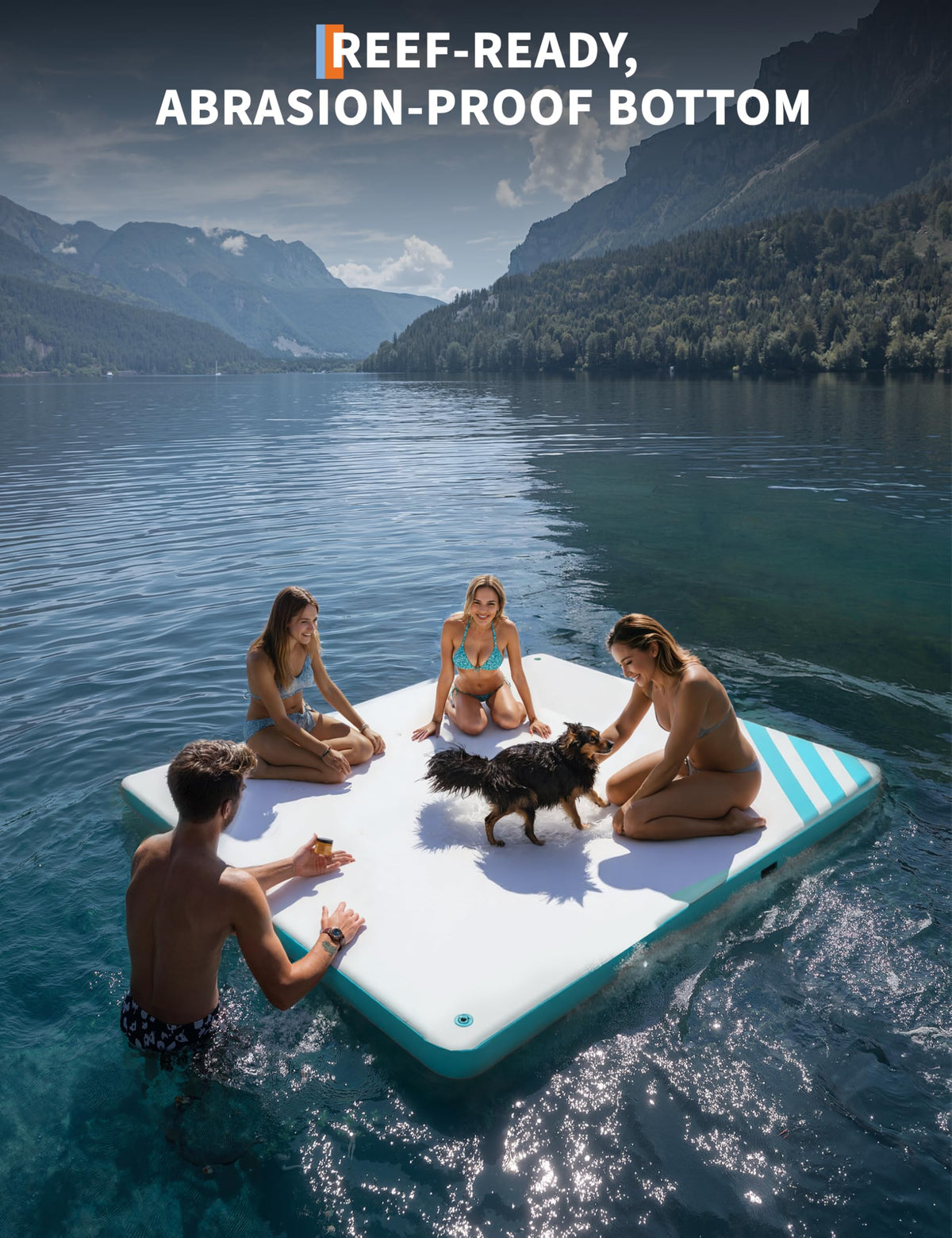 GarveeLife Inflatable Floating Dock for Lakes, Thick Lake Floats for Adults, Non-Slip Air Dock Platform with Portable Carrying Bag, Floating Platform Island for Pool Beach Ocean
