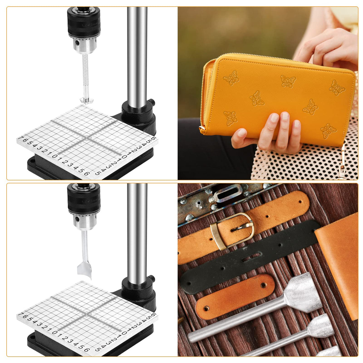 Leather Press Hole Puncher Leather Cutting Machine Hand Punching Machine for DIY Craft Punching Holes Cutting, Forming Pressing,Install Rivets and Snap Buttons