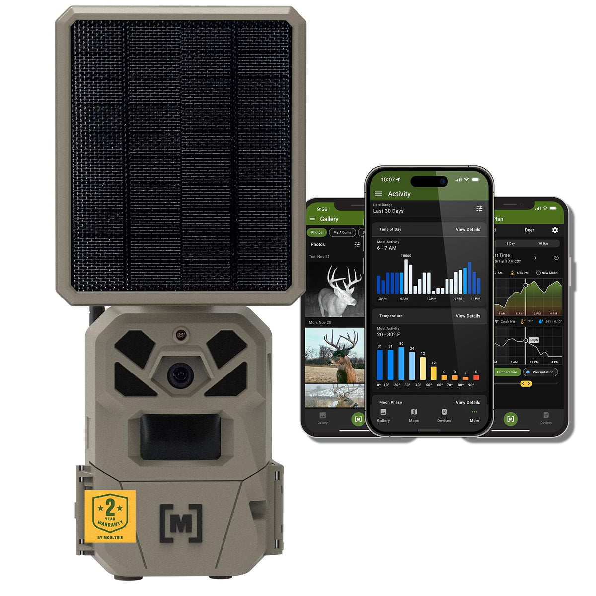 Moultrie Edge Solar Cellular Trail Camera - Integrated Solar Panel with Battery - 40MP - 1080p Video - Night Vision - Multi-Carrier LTE Auto-Connect - Built-in Memory - 0.4s Trigger Speed
