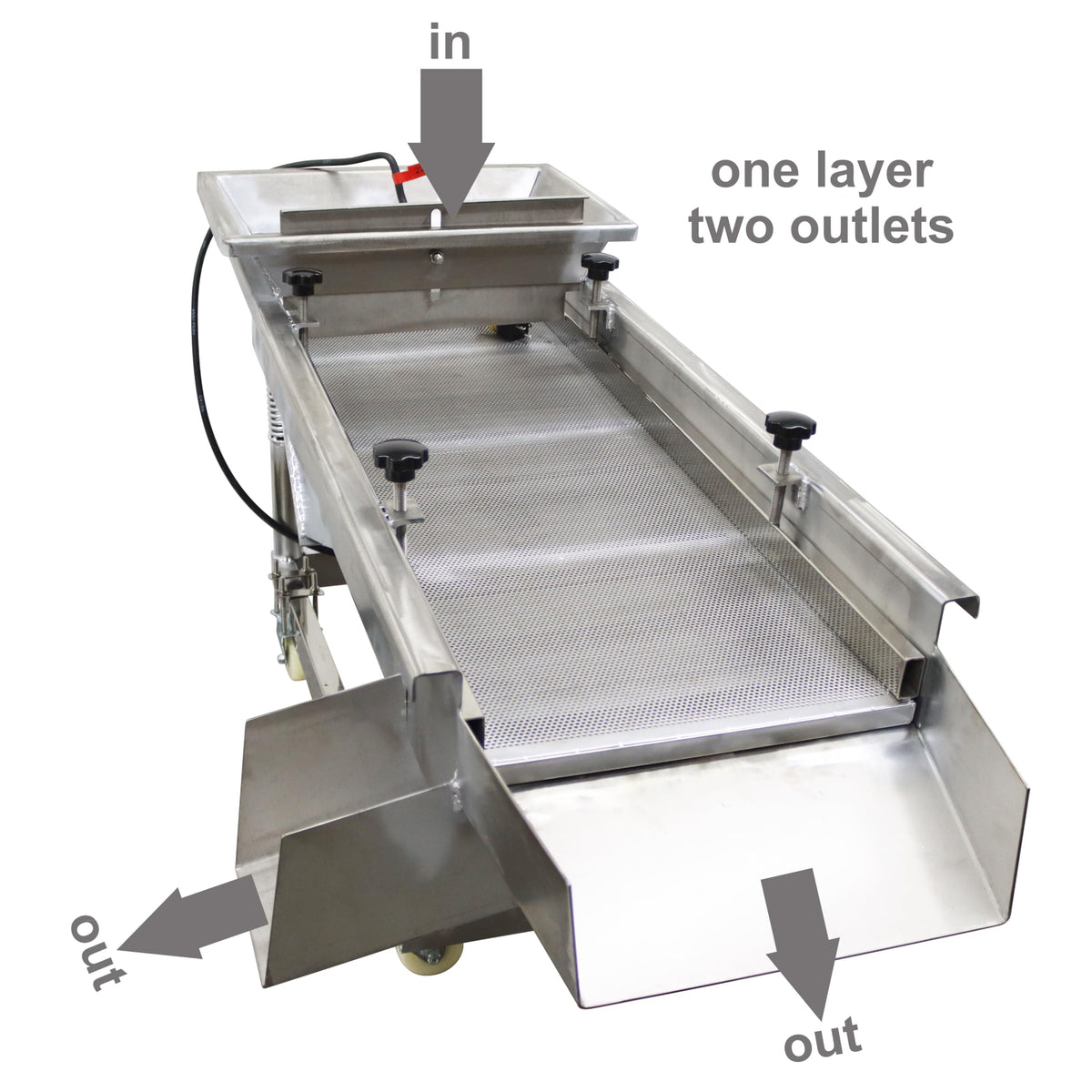 TECHTONGDA Straight Vibrating Sieve Screen Shaker Electric Linear Sifter Machine Stainless Steel One Layer One Motor 3m Screen Size 16×47inch 220V