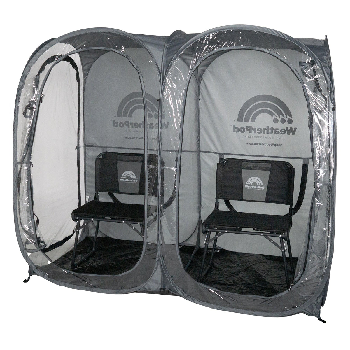 WeatherPod® Side-by-Side™ 2 Person Pop-Up Sports Tent Pod - The Original Shark Tank Instant Setup All-Weather Pod Shelter for Outdoor Sports, Rain, Wind & Cold
