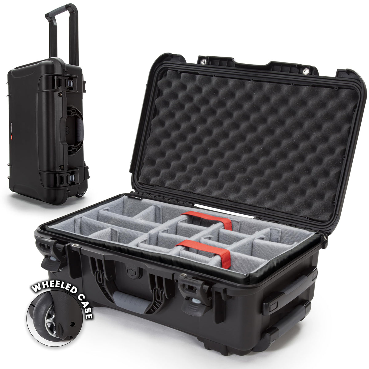NANUK 935 Hard Case with Padded Divider – Waterproof Equipment Case with Wheels, 22” x 14” x 9” – Dustproof and Impact Resistant, Airline Carry-On Approved – Black