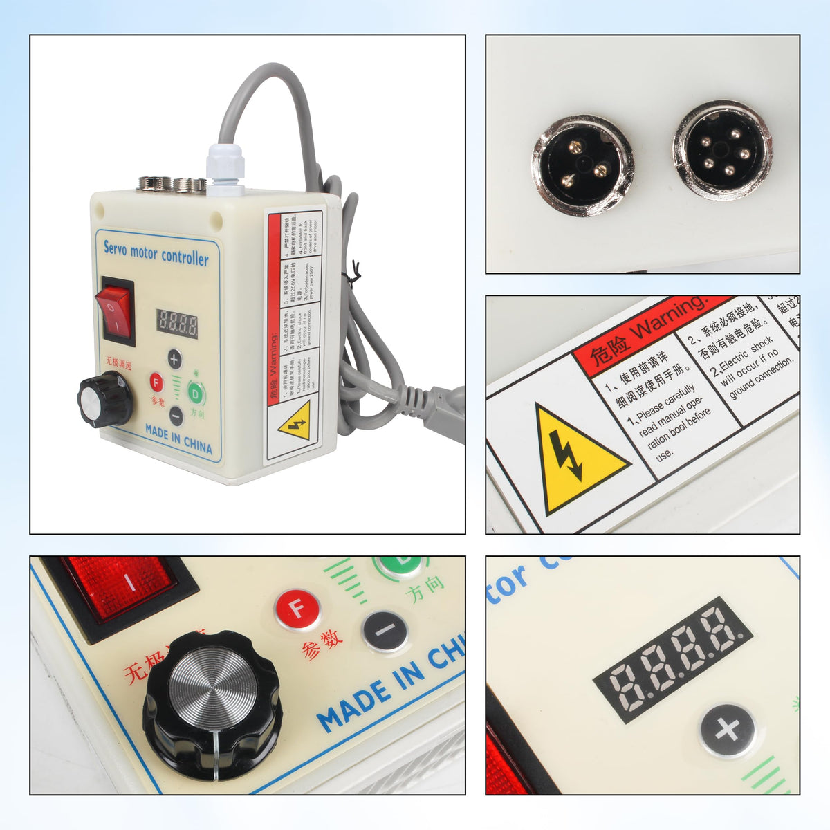 RATTMMOTOR 750W Permanent Magnet Brushless Servo Motor Max Speed 6500rpm/min with Servo Motor Controller for Woodworking Machine/Lathe/Drilling and Tapping Machine/Reducer/Belt Sander (220V)