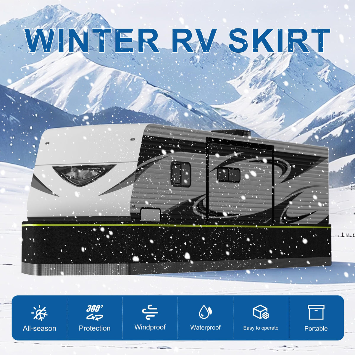 Rv Skirting for Winter Camper Insulated Skirt for Travel Trailer 5th Wheel Motorhome & Class A/B/C,High-Density Fiberboard Mesh, Windproof Snow Proof,High 31.5 Inch/85 FT