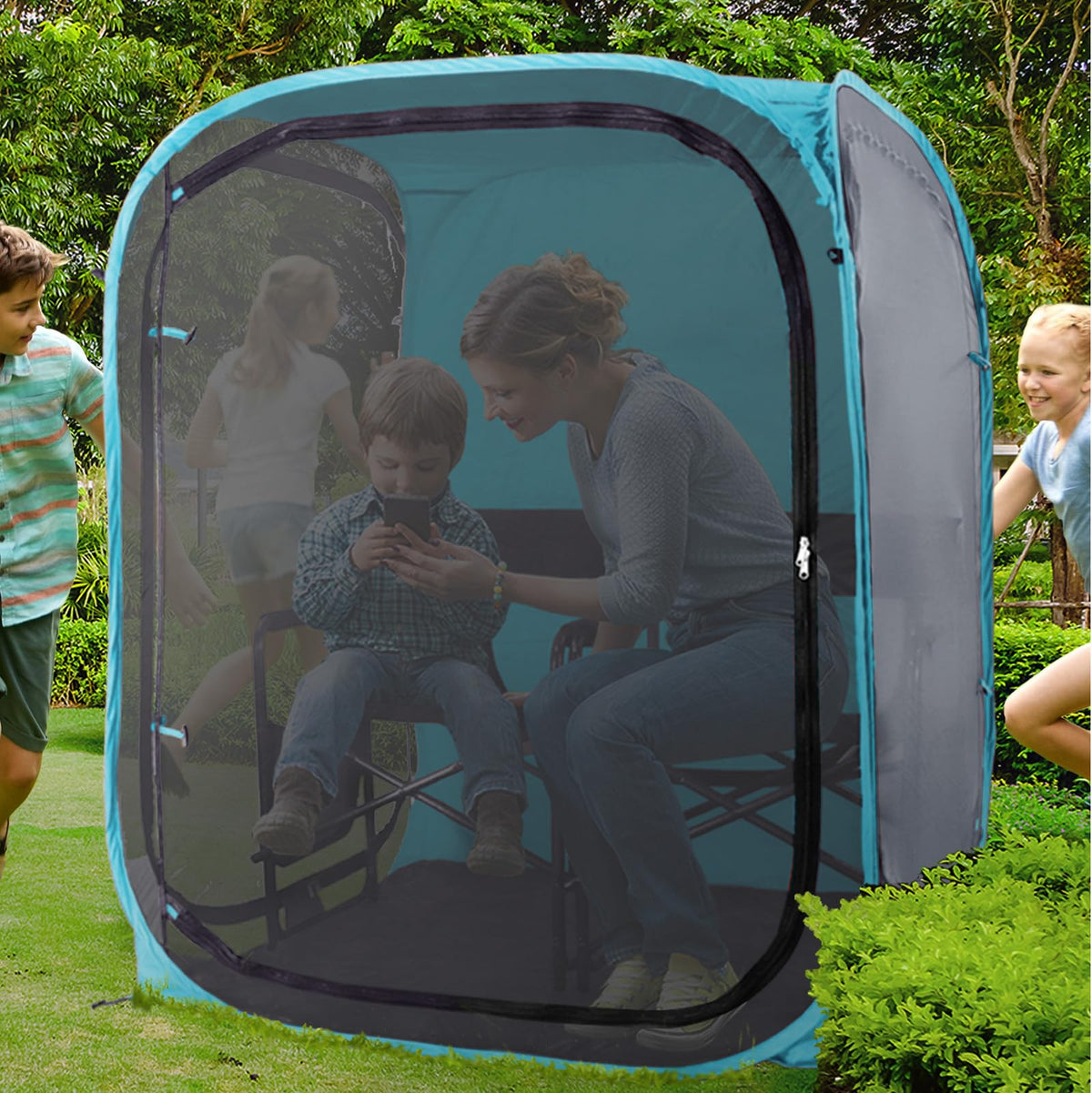 Under the Weather WeatherPod Tank MyPod™ Mesh 1-2 Person Pop-Up Screen Tent Pod - The Original Shark Tank - Keeps Out Bugs, Mosquitos with UPF 50 Sun Protection, Silver