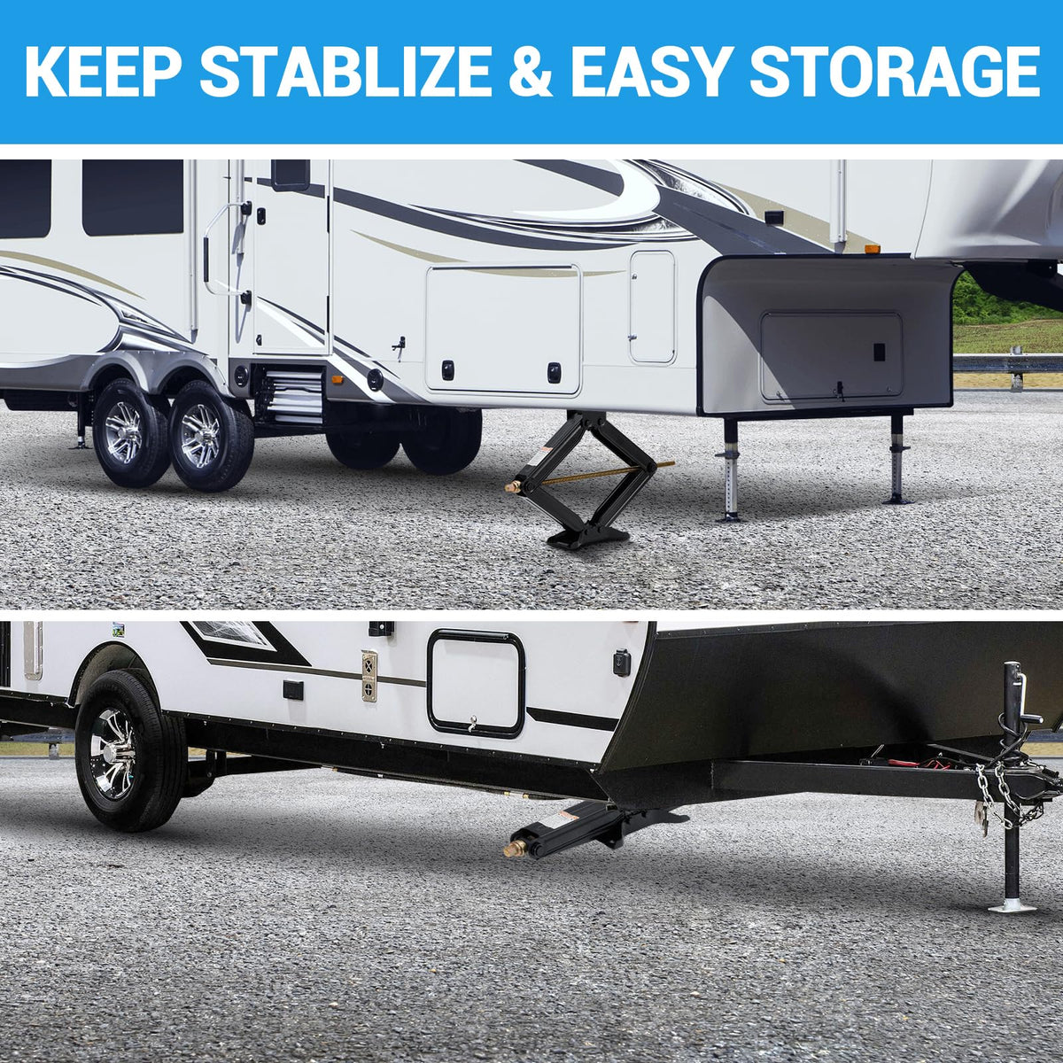 Garvee 30 in RV Scissor Jack - 7500lb Heavy Duty Leveling Stabilizer with Crank Handle, Stable Base, 4 in-30 in Adjustable Height, Powder Coated Steel for Travel Trailers, RVs & Campers - 4 Pack