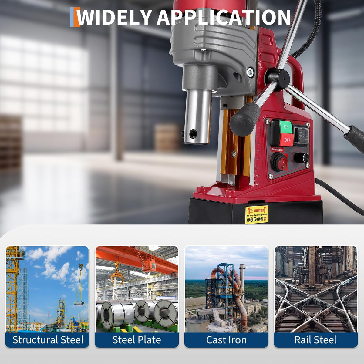 1550W Magnetic Drill Press, 2" Coring, 3147lbf Mag Force, 750RPM Adjustable Speed Mag Drill for Metal, Portable Magnetic Drill Press for Professional Drilling