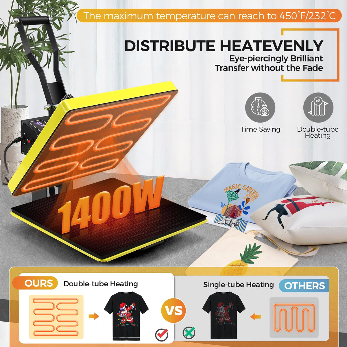 Whubefy Heat Press Machine 15x15 Slide Out, Digital Clamshell Heat Press Machine for T Shirts Printer, Heat Up Fast & Even, Sublimation Shirt Press Machine for Mouse Pad, Pillows, Coasters, Puzzles