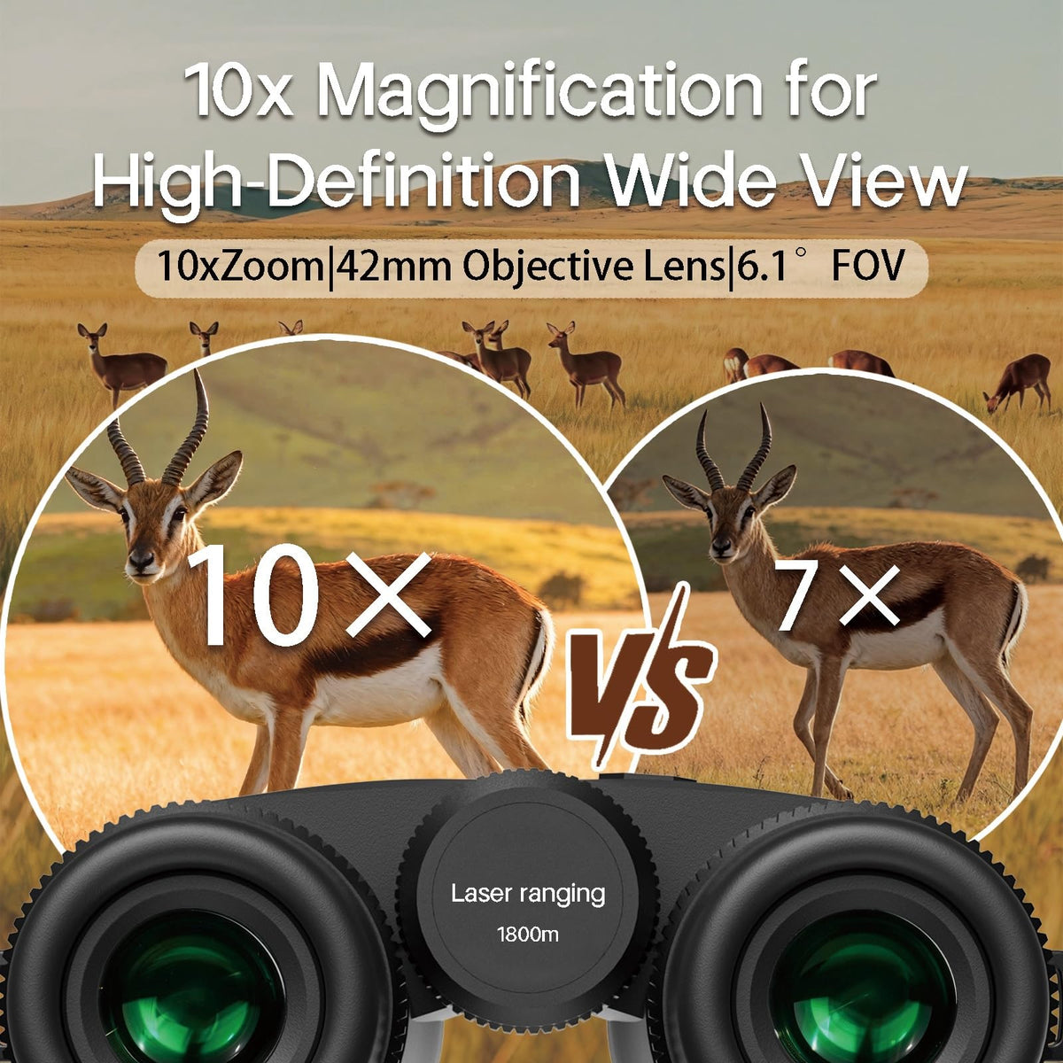Gravoptics Rangefinder Binoculars for Hunting, 2624 Yard Long Range Laser Rangefinding 10x42 mm HD, Fast 0.15s IP65 Waterproof Accuracy ±0.5m Range finder Built in for Hunter, Golf, Outdoor Adventures