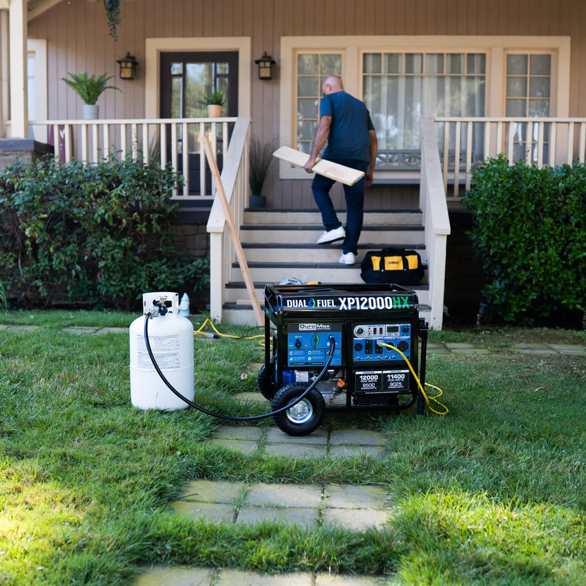 DuroMax XP12000HX 12,000-Watt Dual Fuel Portable Generator - Gas & Propane, Electric Start, Whole Home Power Backup, Transfer Switch Ready, RV & Emergency Ready