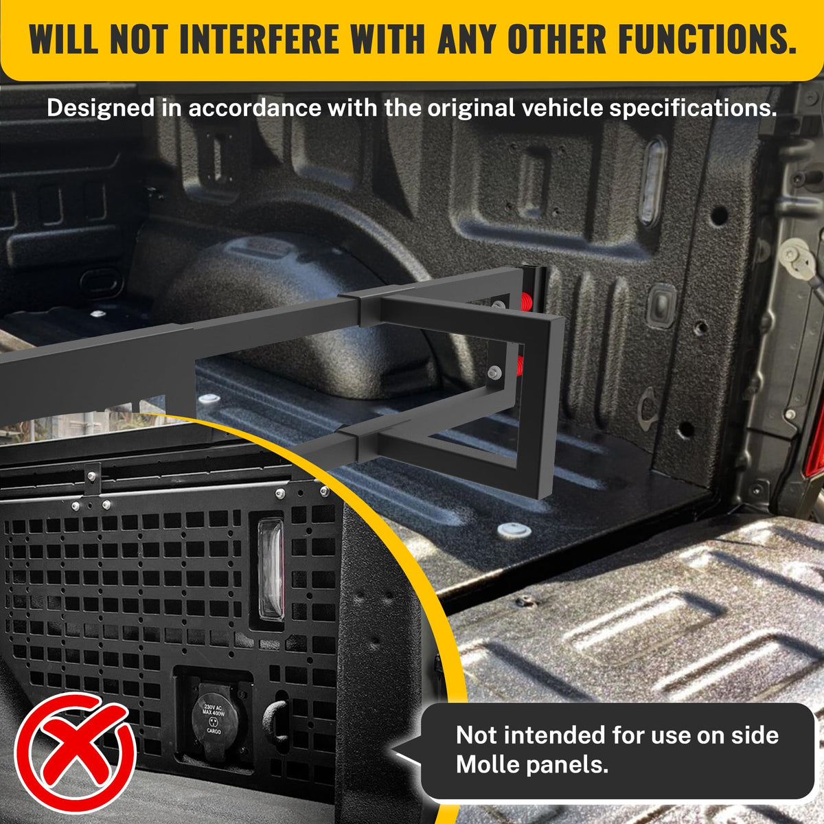 TENGBASE Truck Bed Divider Compatible with 2015-2026 Ford F150, Cargo Manager Molle Panel Truck Bed Organizer Replacement for Ford F-150 Accessories (Without Bed Liner & Pro Power Onboard)
