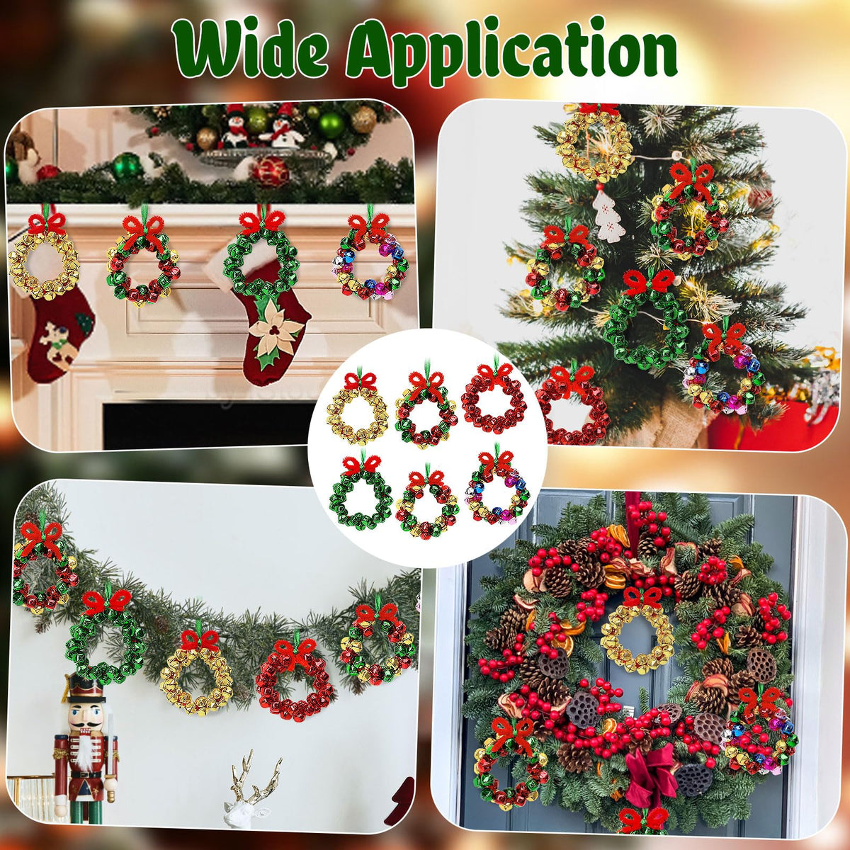 AWHETIE Christmas Crafts for Adults Kids,6 Sets Christmas Beaded Ornament Kit to Make,Jingle Bell Wreath Ornament,DIY Xmax Tree Kits Holiday Tree Decorations Party Supplies