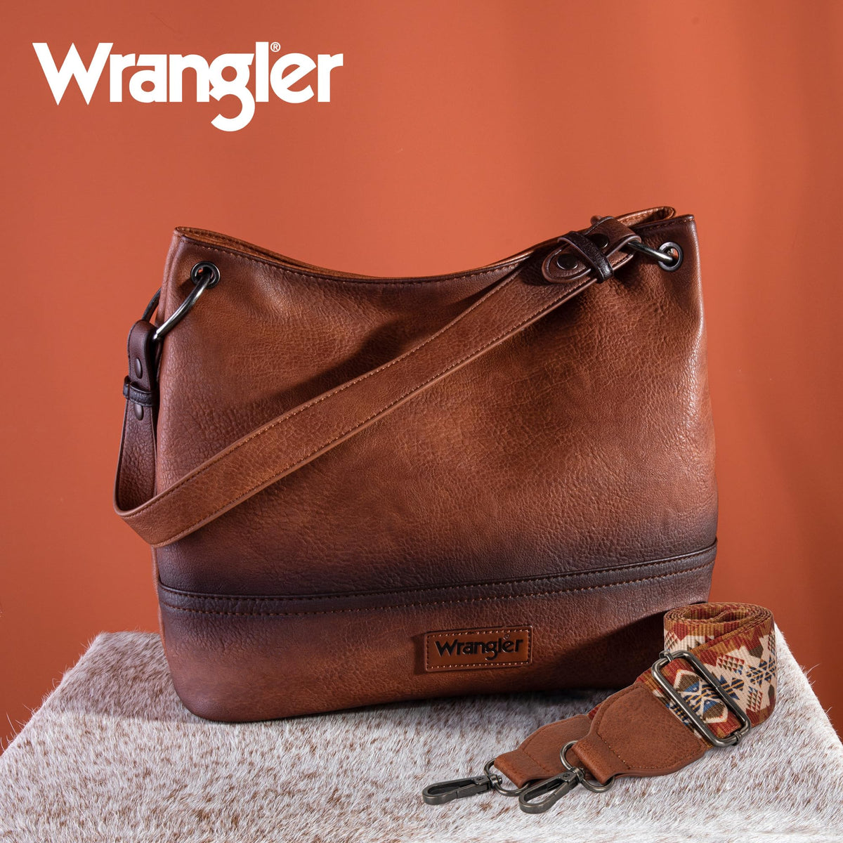Wrangler Hobo Bags for Women Vegan Leather Shoulder Purses and Handbags with Crossbody Strap WG20-918ABR