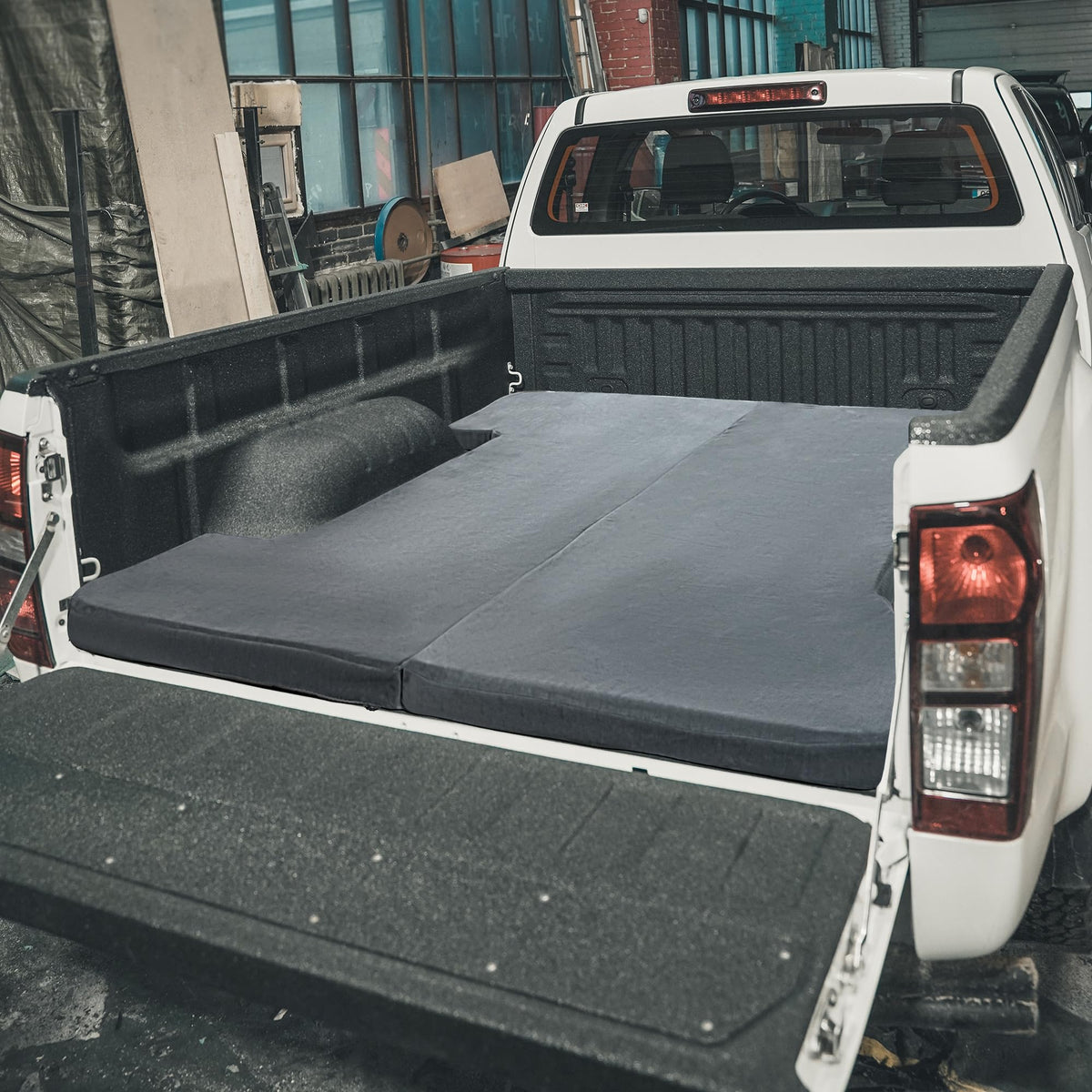 HOMBYS Memory Foam Truck Bed Mattress for 6ft to 6.5ft, Foldable 2.5" Thickness Full Size Truck Bed, Pick Up Mattress for Tent Camping, Grey