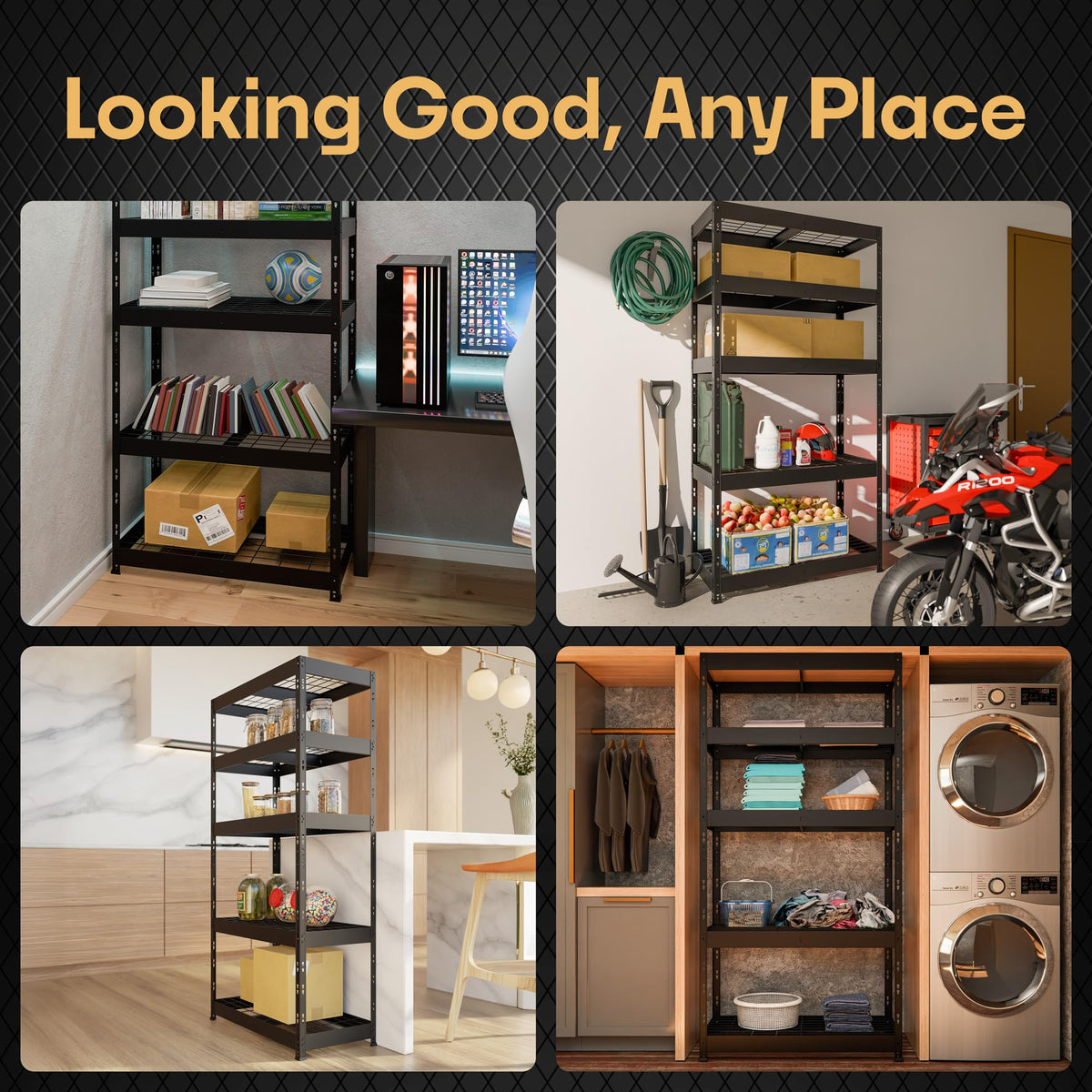 Metalkast Heavy-Duty Metal Garage Shelving | 71" H x 35" W x 18" D | Adjustable Industrial Storage Rack with Wire Shelves | 5-Tier Steel Shelving Unit, 5,000LB Capacity, Rust-Resistant Coating