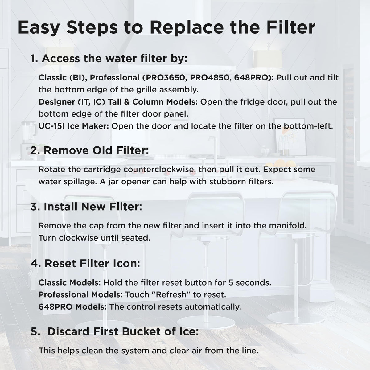 Sub-Zero Refrigerator Replacement Water and Air Filter Combo Pack 4204490 7007067