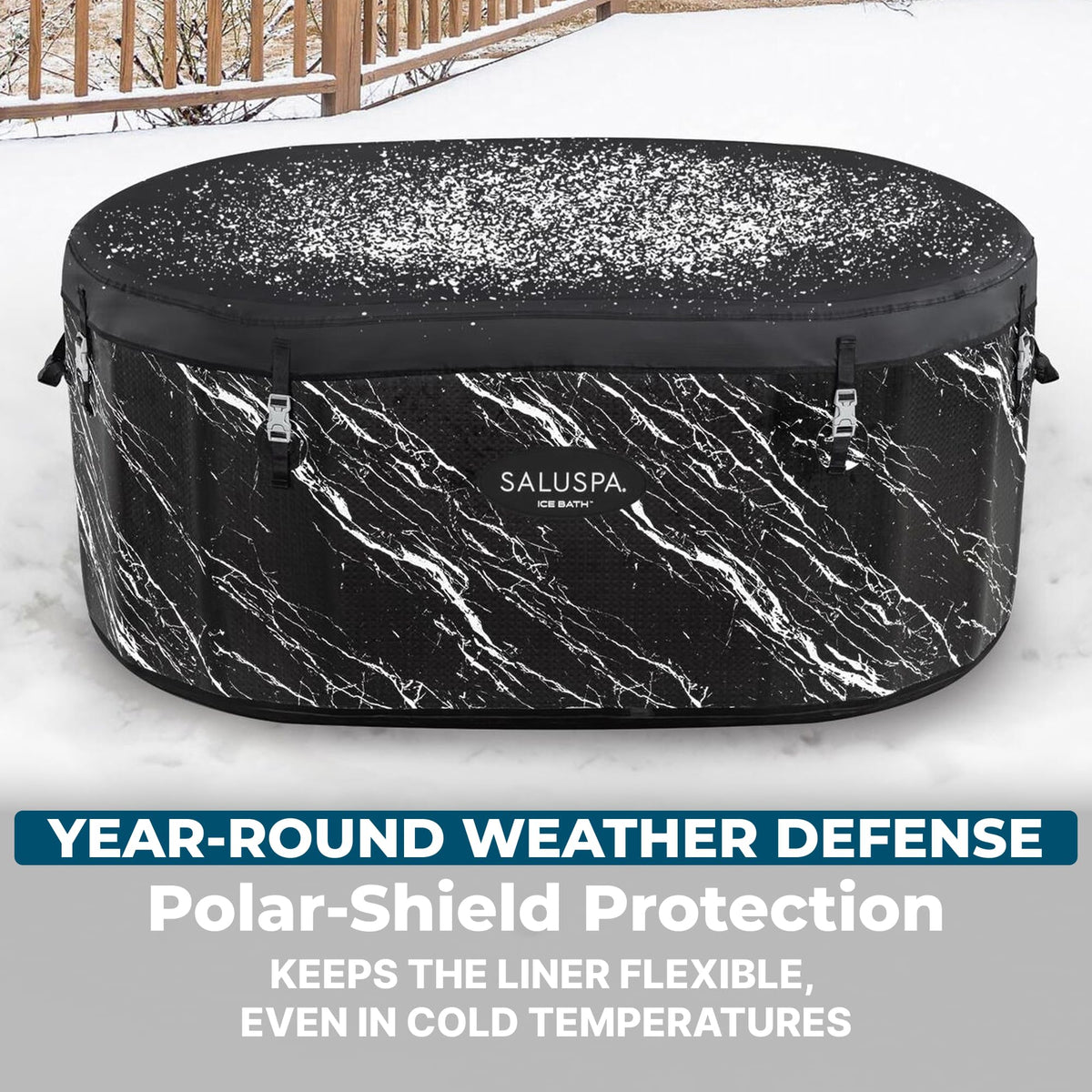 Bestway SaluSpa: Glacial Dip - Cold Plunge Inflatable Tub - 60x36x28, Black Marble, Ice Bath, FortiFiber, Polar Shield Year Round Use, Cover & Storage Bag