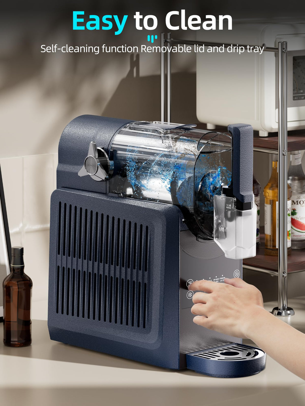 VNN Slushie Machine - 92 oz Slushy Machine for Home No Ice Needed, Frozen Drink & Slushie Machine, 5 Preset Programs, Auto-Clean, Suitable for Margaritas, Smoothies, Milkshakes, Blue