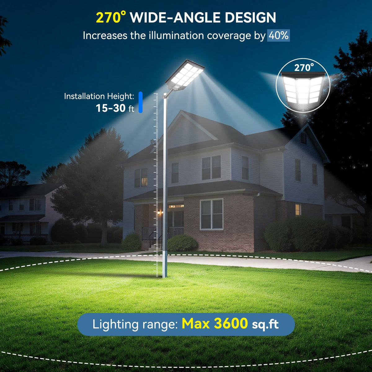 VOOJOY 8000W Solar Street Lights Outdoor Waterproof, Dusk to Dawn Solar Lights Outdoor, LED Flood Security Light with Motion Sensor and Remote Control for Yard, Parking Lot, Garage, Street, 3 Pack