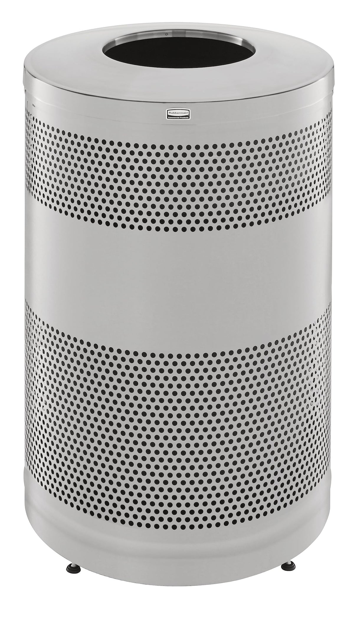 Rubbermaid Commercial Products Classic Open Top Outdoor Trash Can, 51-Gallon, Round Stainless Steel, Garbage Bin for Mall/Stadium/Office/Lobby/Restaurant
