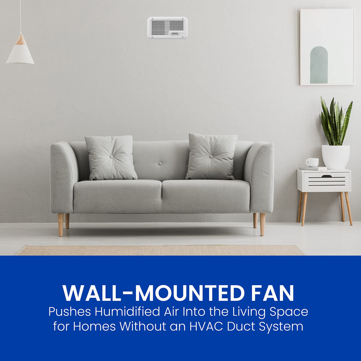 AprilAire 865 Whole-House Steam Humidifier, Manual Steam Humidifier with Wall Mount Fan, Whole-House Humidifier for Homes without HVAC Duct System up to 10,300 Sq. Ft., White