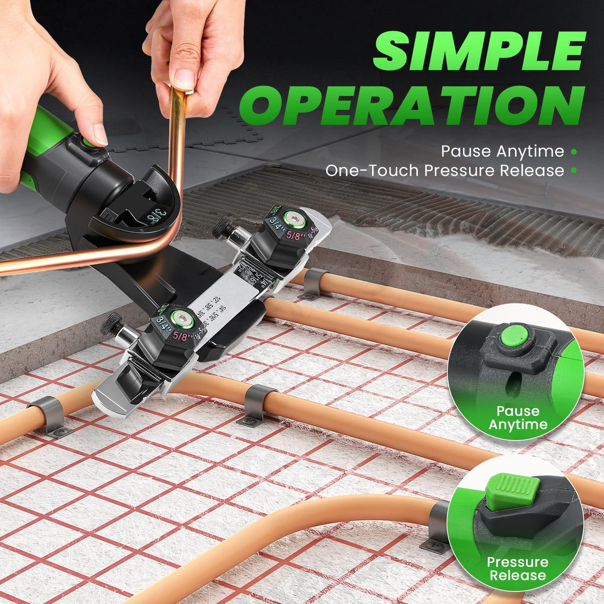 NEWTRY Electric Tube Bender for Soft Copper Tubing 12V Power Tubing Battery 1/4"-7/8" Copper Tube Bender with & 2200mah Battery Tubing Bender for HVAC Automobiles Hydraulic Systems