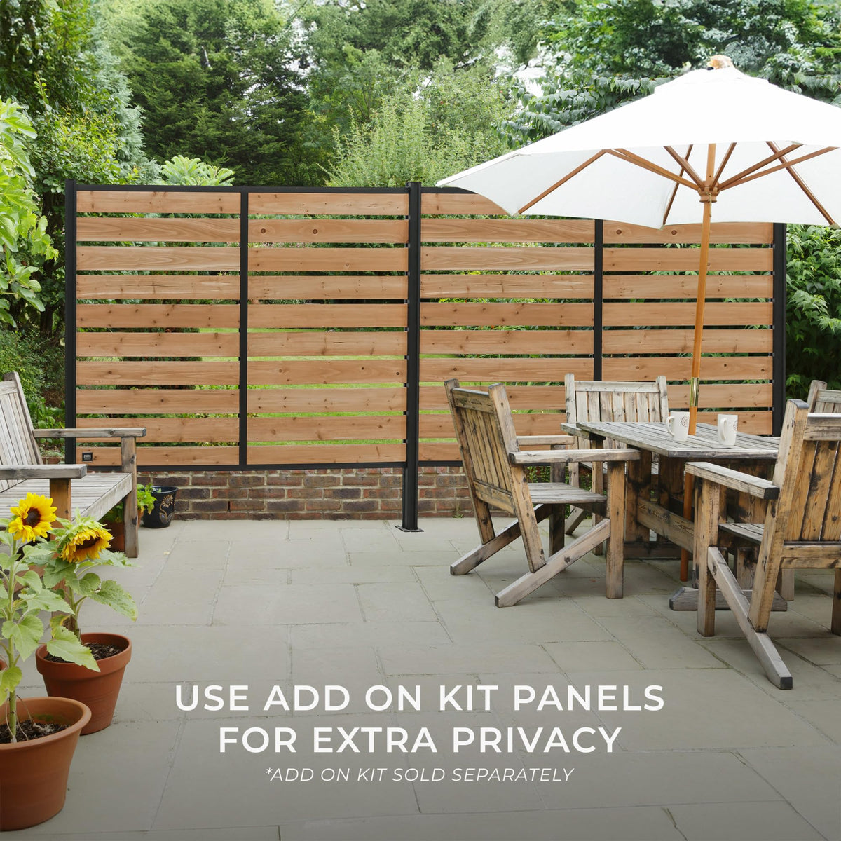 Backyard Discovery 8' x 6' Cedar Wood Outdoor Privacy Screen Wall with Durable Aluminum Metal Posts, Easy Assembly, Decorative Privacy Fence Panel for Secluded Deck, Patio, Balcony, Terrace, Hot Tub