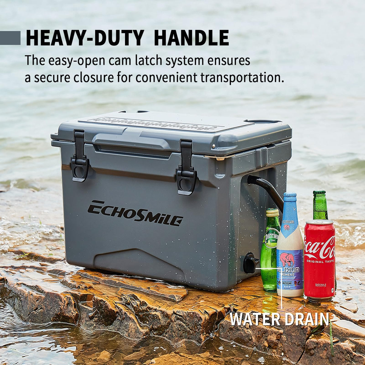 EchoSmile 25/30/35/40/60/75 Quart Rotomolded Cooler, Built to Stand up to The Rigors of The Journey