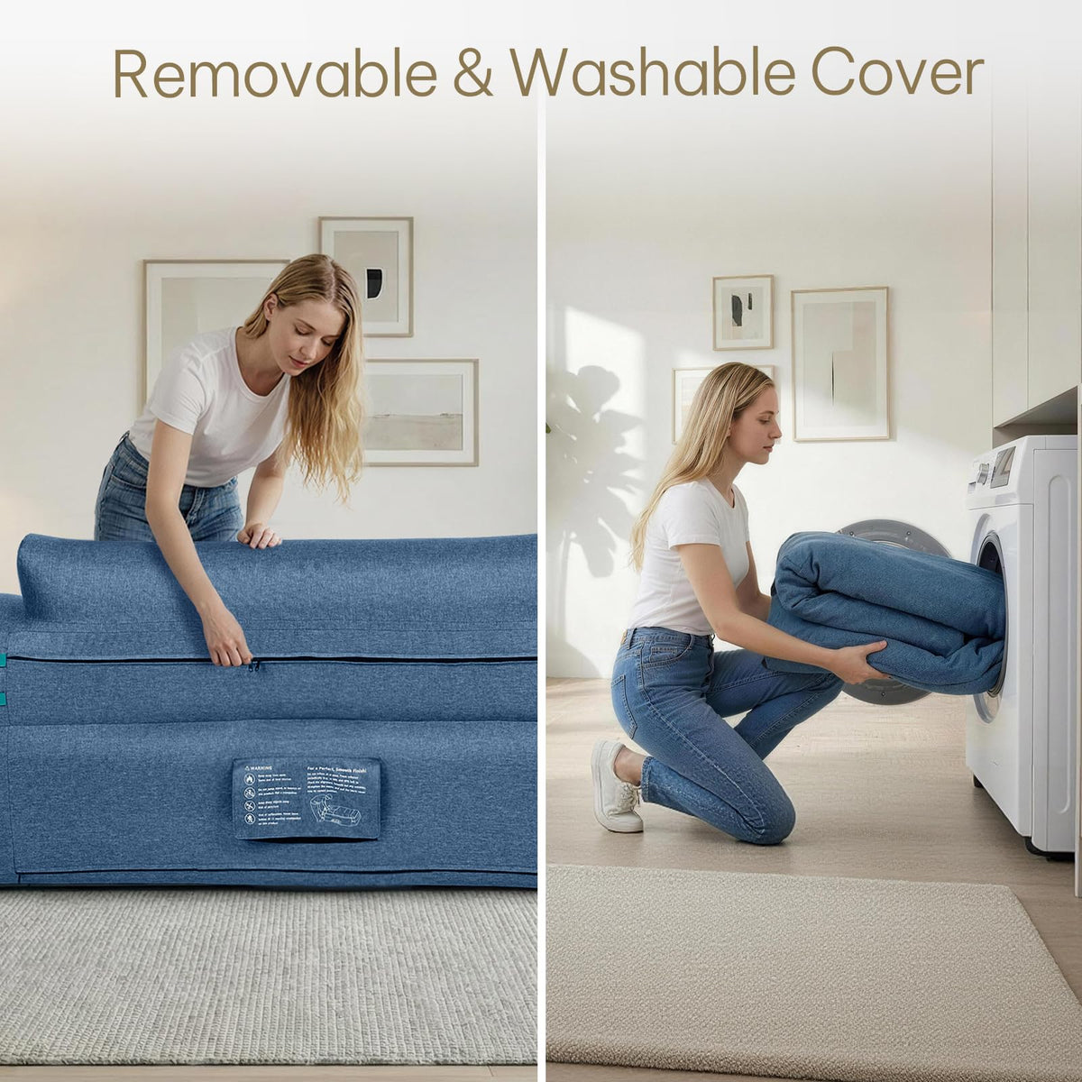 Kozilia Portable Inflatable Sofa with Built-in Pump - Quick Inflation Comfortable and Durable Blow Up Loveseat for Indoor & Outdoor, Living Room, Camping, Apartment, Dorm