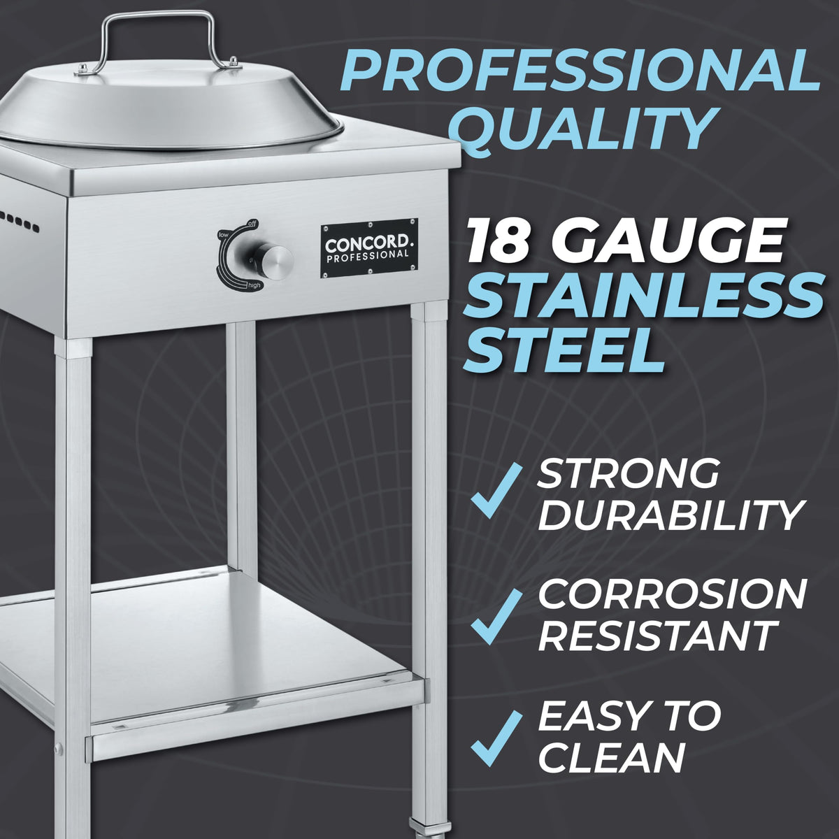 Concord Professional Vortex Burner Stainless Steel Commercial Wok Range Single Burner Outdoor Propane Stove. Great for Stir Fry, Outdoor Kitchen, Asian Cuisine
