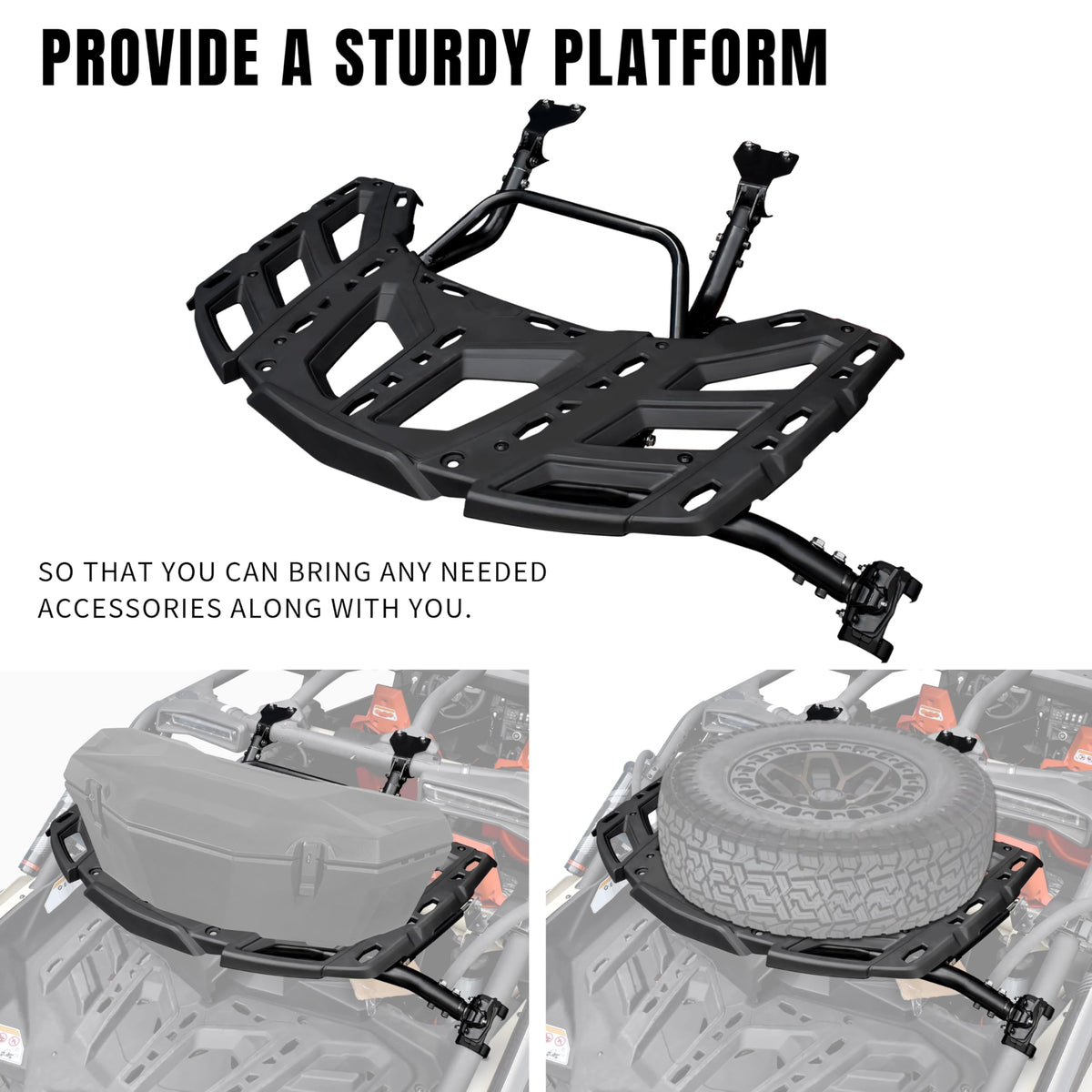 KATIMOTO Pivoting Rear Rack Kit with Gas Strut for Can Am Maverick X3 MAX 2017-2025 Accessories, Spare Tire Cargo Luggage Support Cooler LinQ Pivoting Rear Rack Replace OEM #715002881,715003439