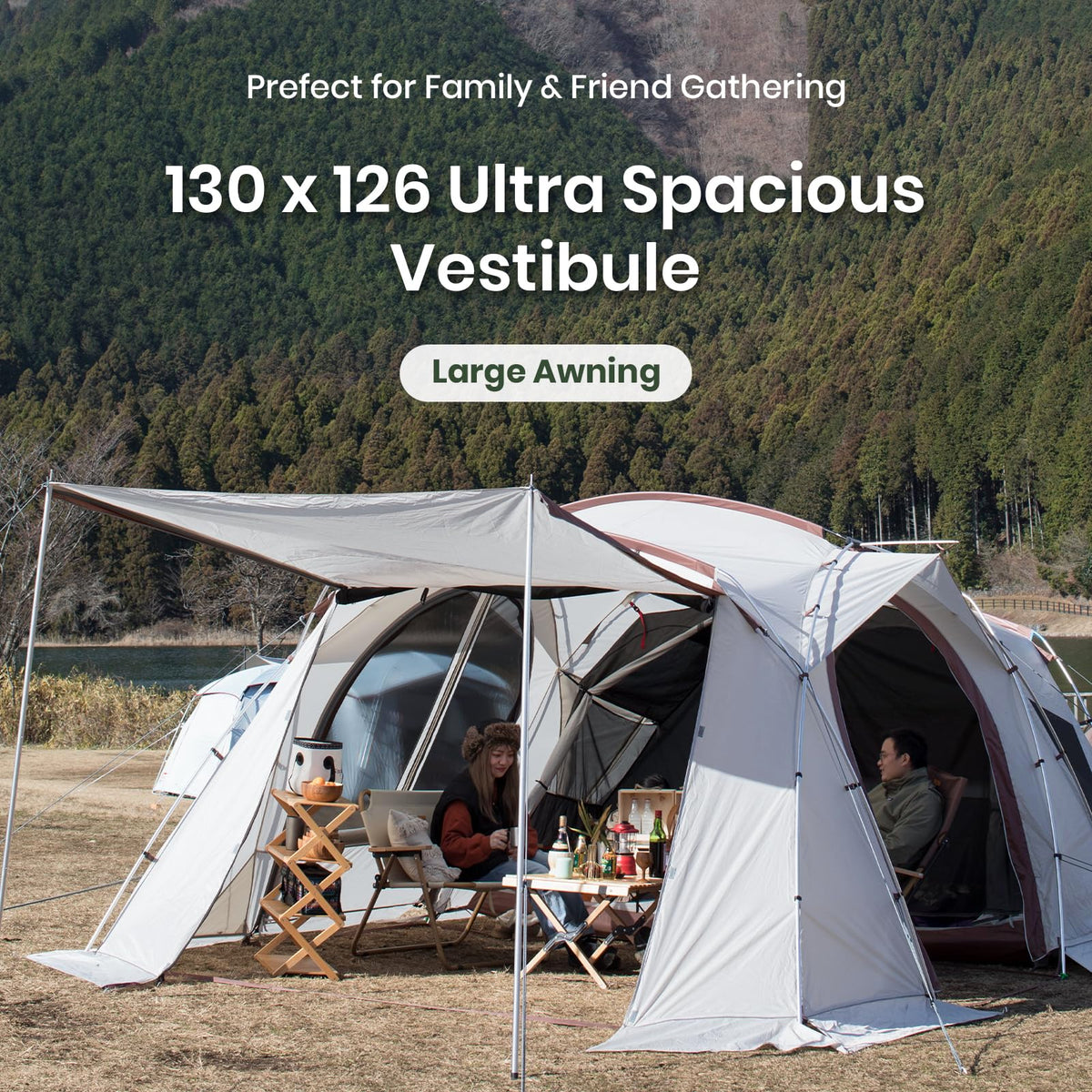 S'more Maroom & A Base Glamping Family Tent, Setup Tent with Screen Room