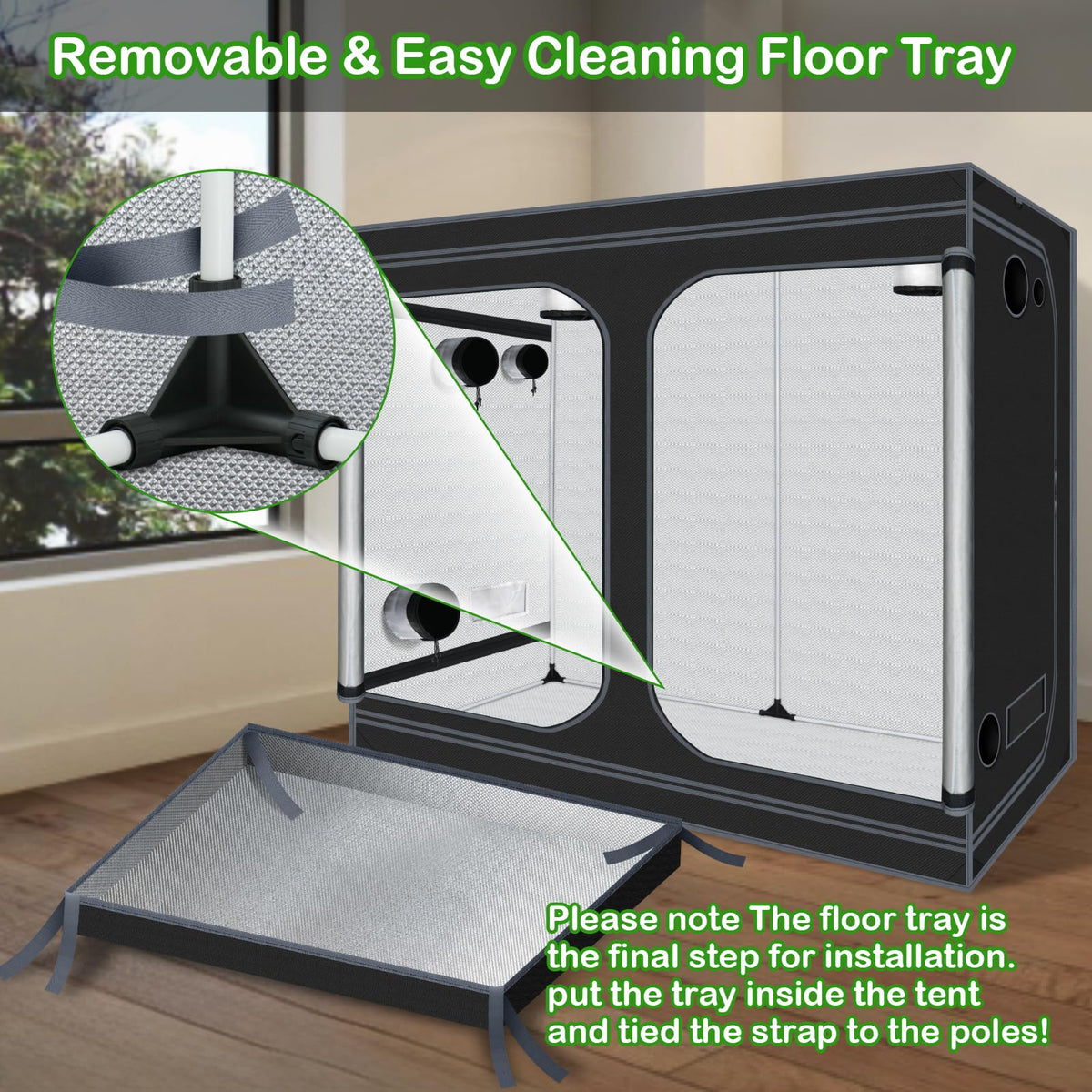 Grow Tent, 120"x60"x78" Hydroponic Mylar Grow Tent Reflective Garden Growing Dark Room with Observation Window, Removable Floor Tray for Indoor Plant Growing 10x5