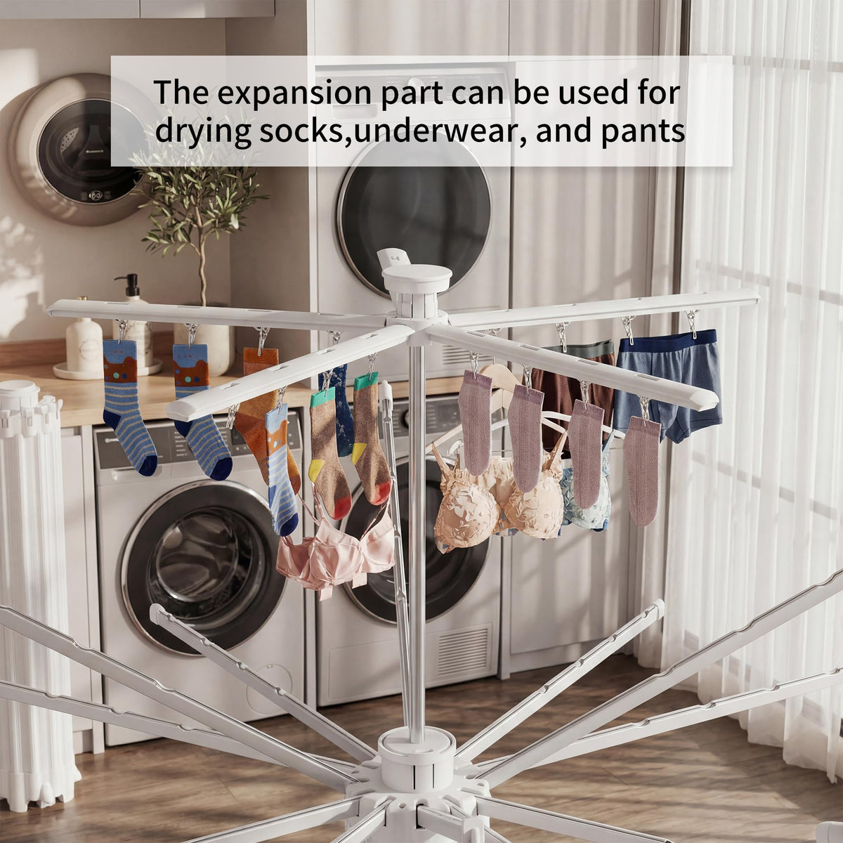 RFOUO Clothes Drying Rack Aluminum-4 Legs 16rods Double Layer, Portable Foldable Drying Rack,Space Saving Laundry Drying Rack,Drying Rack Clothing for Laundry Bedroom Household