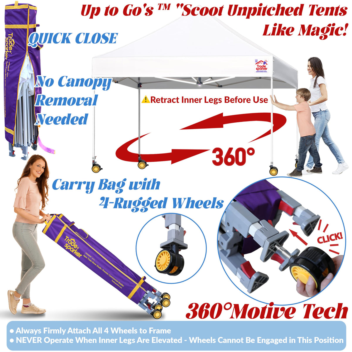 Tradesparker 10x20 Pop Up Canopy Tent,Commercial Movable Canopy with ApexCore LED&Rugged Casters-Instant Easy Setup Shelter Canopies with Weight Bags&Stakes for Outdoor Events Markets,Navy Blue