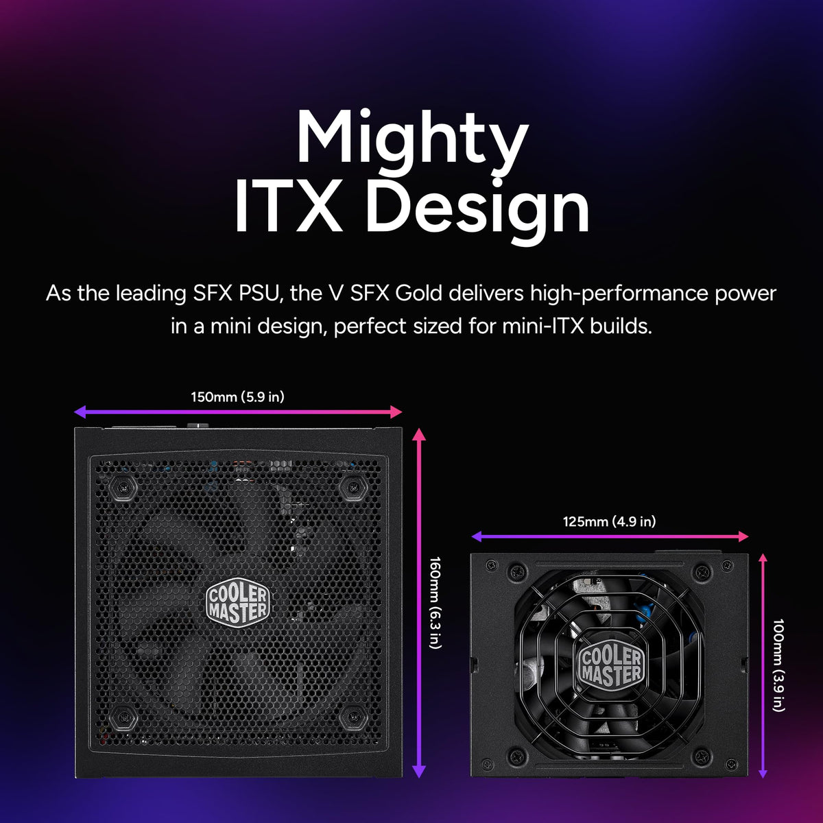Cooler Master V750 SFX Gold 750W Small Form Factor PSU ITX SFF Power Supply, Fully Modular, 80 Plus & Cybenetics Gold Certified, ATX 3.1, PCIe 5.1 Ready, 90° 12VHPWR Cable, 10-Year Warranty, Black