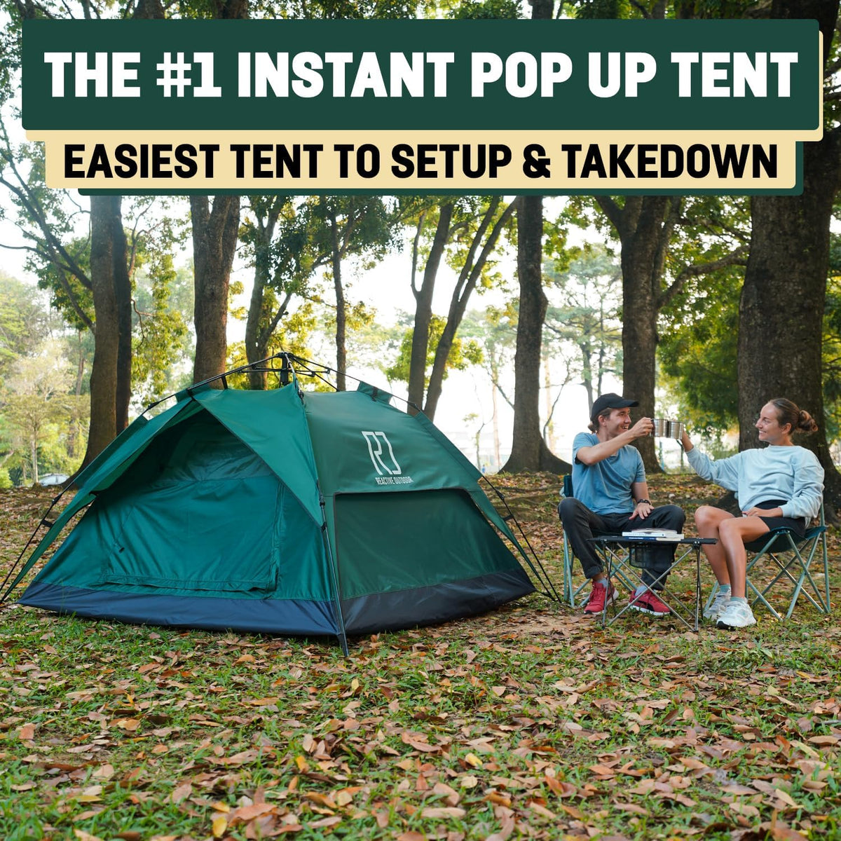 Reactive Outdoor Tent - 3 Second Tent - 3 Sec Instant Pop Up - Easy and Quick Setup Camping - 1 Person Setup Waterproof Double Layer Outdoor Camping (Small (1-2 Person))