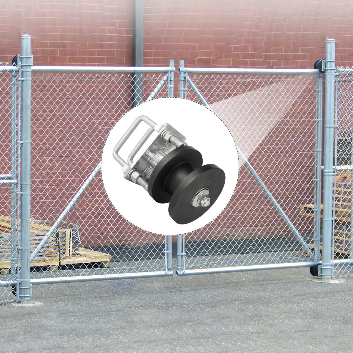 Pubotlu 4 Pack Sliding Gate Rollers， Nylon Cantilever Rollers 2" Gate Frames, 4" Square Post Chain Link Fence Parts, Cantilevered Rail Fence Gate Kit，Sliding Gate Kit Hardware
