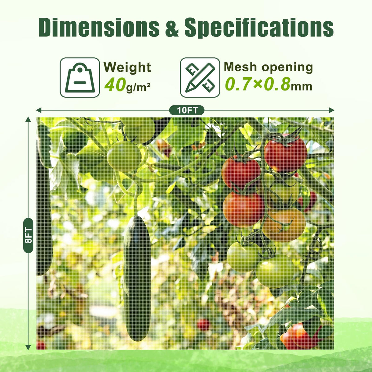 FEED GARDEN Garden Netting 8x10FT Ultra-Fine Mesh PE Cover for Vegetables Fruits Garden Row Cover Raised Bed Durable Protection from Birds Animals