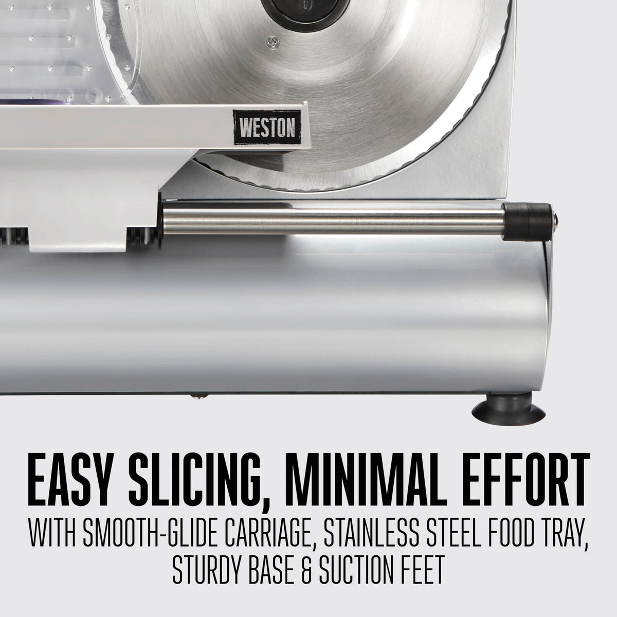 Weston Electric Meat Cutting Machine, Deli & Food Slicer, Adjustable Slice Thickness, Non-Slip Suction Feet, Removable 9” Stainless Steel Blade, Easy to Clean