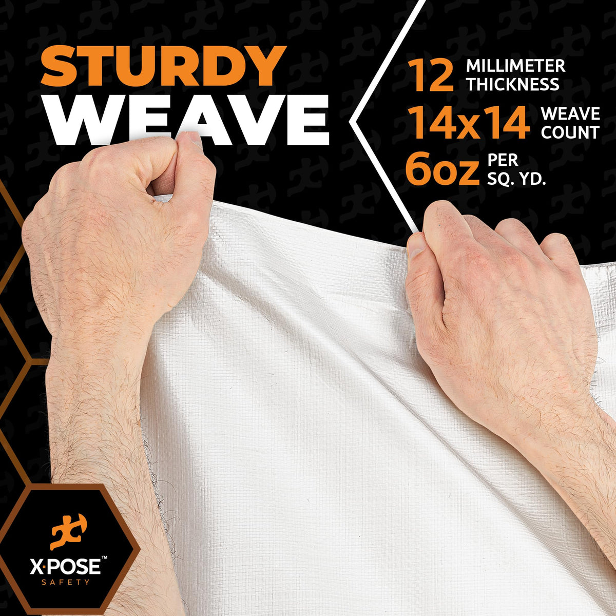 Heavy Duty White Poly Tarp 30' X 50' - Multipurpose Protective Cover - Durable, Waterproof, Weather Proof, Rip and Tear Resistant - Extra Thick 12 Mil Polyethylene - by Xpose Safety